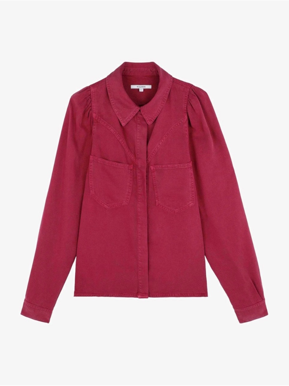 SCALPERS Women’s Button-Front Blouse in Deep Berry